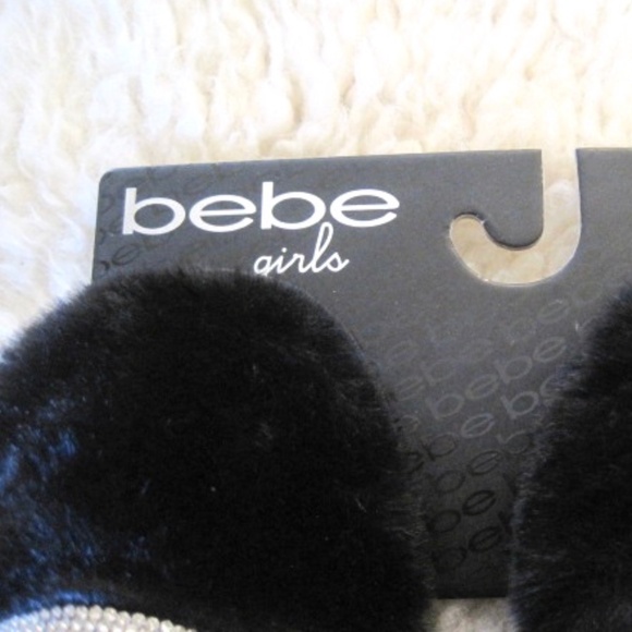 Bebe Girls Glitter Faux Fur Slippers - Picture 5 of 8